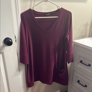 Sympli Burgundy V-Neck Tunic